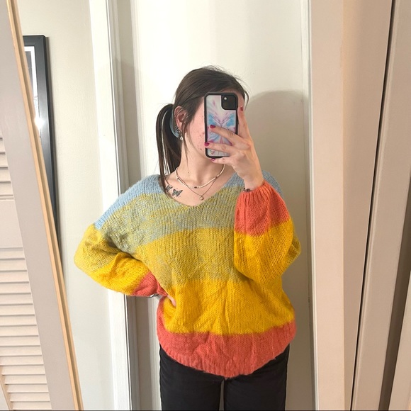 miracle sunset ombré gradient oversized knit sweater S/M - Picture 1 of 7